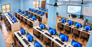 Indian school students learning